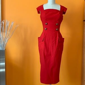 Red Unique Vintage Barbie Wiggle Dress XL